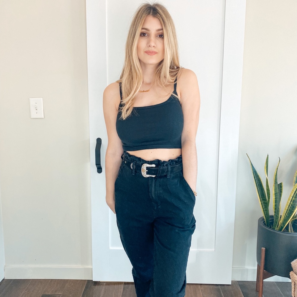 Zara Black Paper bag Denim